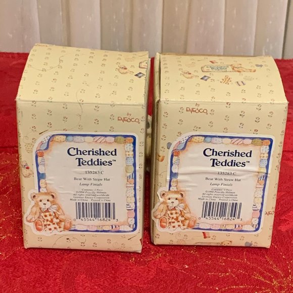 Cherished Teddies - Pair of Bears with Straw Hats - Lamp Finials - Picture 5 of 7